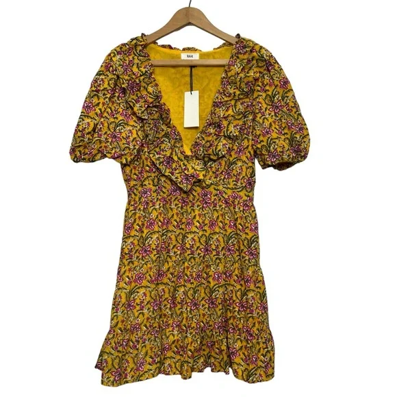 Rahi Del Sole Chiara Mini Dress in Yellow Floral Size Small - Picture 4 of 15